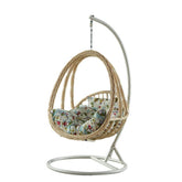 Aluminum porch swing with stand, includes cushions and chain for comfortable outdoor seating